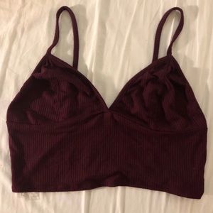 BOZZOLO Ribbed Burgundy Women’s Crop Top